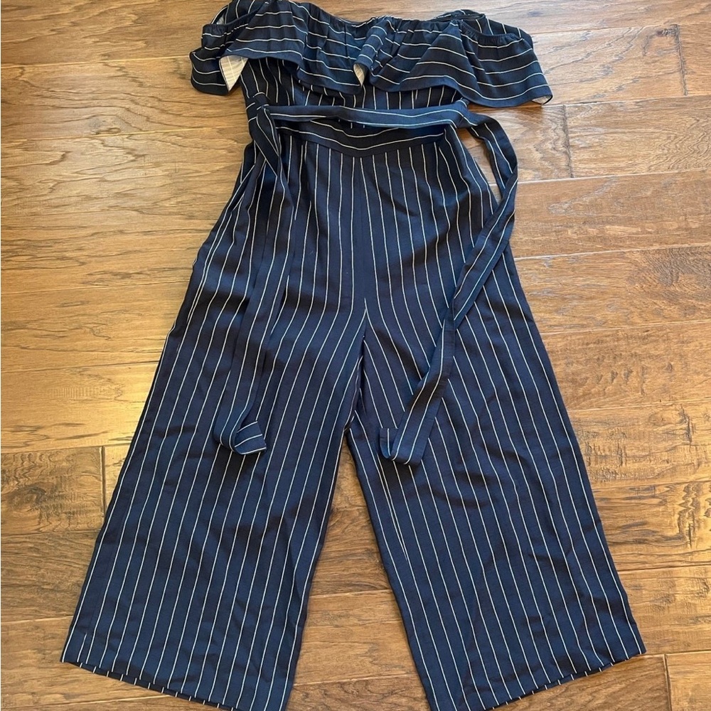 NWT Madison Navy and White Striped Jumpsuit